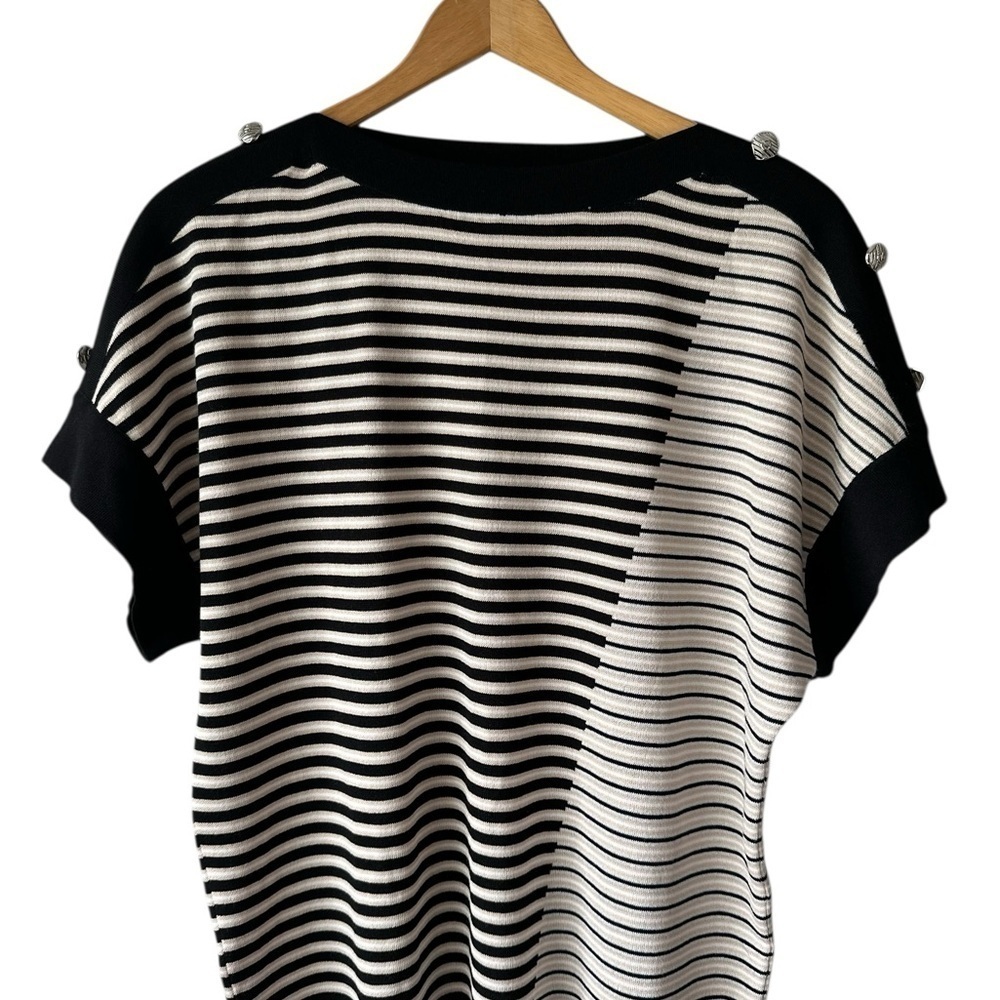 Ming Wang Striped Short Sleeve Dress - Picture 2 of 11